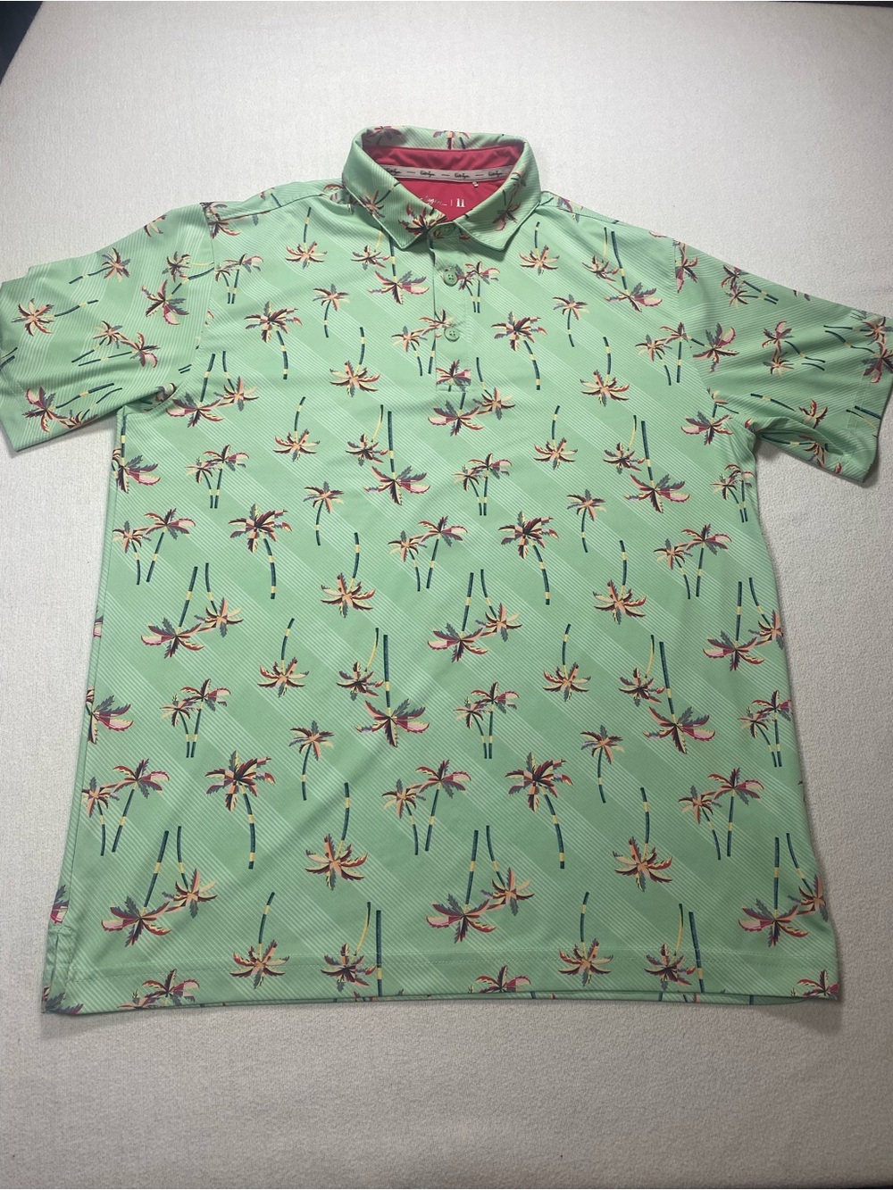 Walter Hagen Men's Mint Palm-Print Performance Polo
